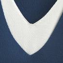 Sweater Ladies Fashion Contrast Splice V-Neck Jumper Women Autumn Winter Basic Style Slim Knitted Pullovers