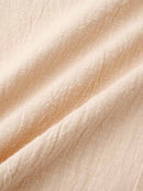 Mens Shirts Solid Long Sleeve Blouse Non-Stretch Fabric Linen Texture Tops Stand Collar with Patch Pocket