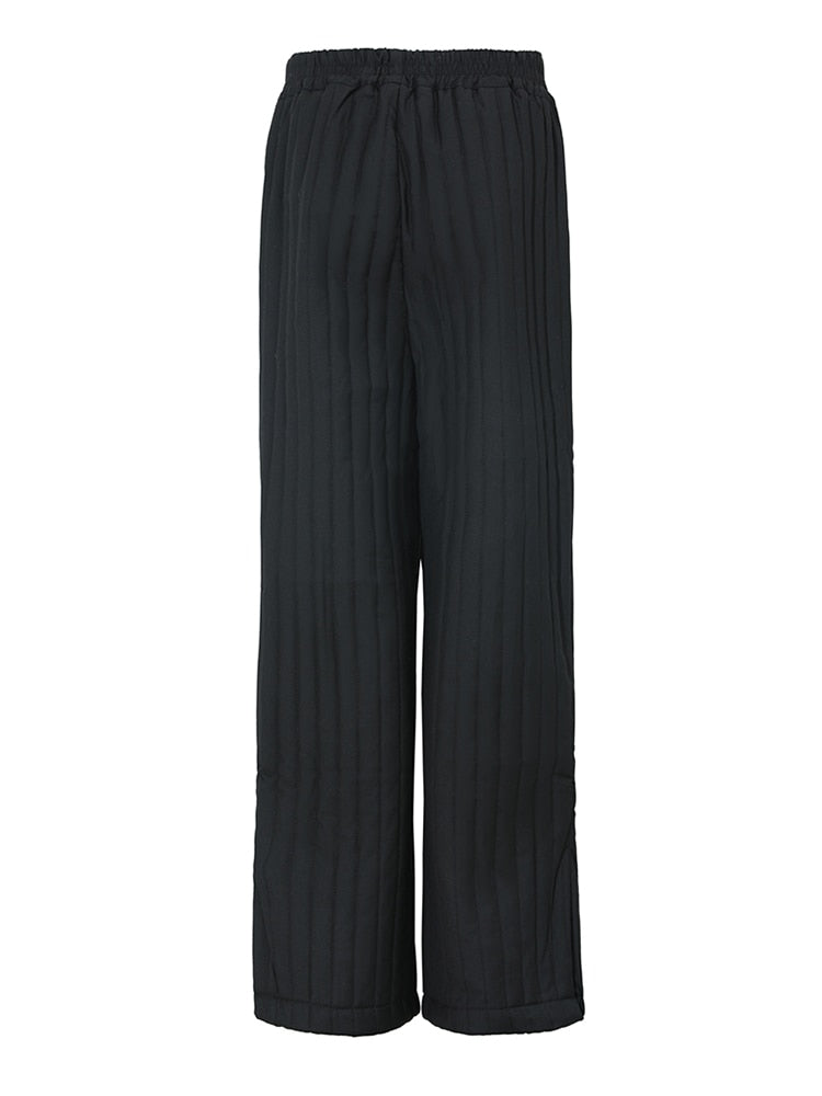 High Elastic Waist Cotton-padded Long Pants Loose Fit Trousers Women Tide Autumn Winter