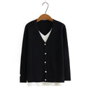 Sweaters Women Autumn Winter V-Neck Warm Slim Jumpers False Two Pieces Patchwork Knitted Pullovers