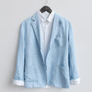 Autumn Casual Blazer Men Solid Suits Jackets Pure Linen Breathable Turn-down Collar Outerwear