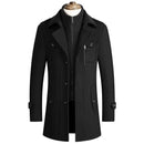 Men Winter Warm Woolen Coats Thicken Casual Jackets Slim Fit Long Section Windbreaker Trench Pea Coat