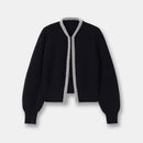 Women Crystal Front Wool Short Rhinestone Cardigan High Quality Knitted Top Shines Winter Sweater Clothing