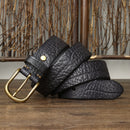 3.8CM Embossing Retro Cowboy Belt Male Thick Real Genuine Leather Belt Men Copper Pin Buckle Belt For Jeans Men Waist