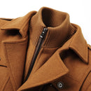 Men Winter Warm Woolen Coats Thicken Casual Jackets Slim Fit Long Section Windbreaker Trench Pea Coat