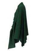 Women Green Irregular Pleated Lapel Long Sleeve Loose Fit Shirt  Spring Autumn