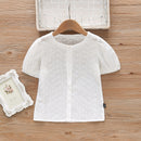 Summer Girls White Shirt Embroidered Hollow Short-sleeved Girl Blouse Baby Clothes For Girls