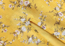 Summer Elegant Yellow Floral Dress Women French Vintage Chiffon Jacquard Weave Sexy Dress