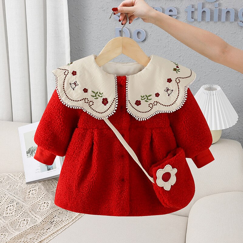 Autumn and Winter Children Clothing Baby Girls Outerwear Casual Plus Velvet Thicken Infant Long-sleeve Coats Kids Clothes
