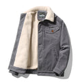 Warm Corduroy Mens Jackets Winter Coats Fur Collar Pockets Military Jacket Casual Jacket Outwear Male Thermal Army Black Brown