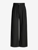 Pleated Slant Pockets Wide Leg Pants Women Loose Trousers 90s Minimalist Office Bottom