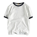 Summer Short Sleeved T-Shirt Men Simple Solid Cotton All Match Casual Round Neck Threaded Half Sleeved Bottoming Shirt