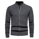 Knitted Mens Cardigan Cotton High Quality Button Mock Neck Sweater for Men New Winter Designer Cardigans Men