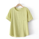 T-Shirt For Women Clothing Jacquard Hollow Out Thin Tops Casual Single Pocket Curve Tees Summer