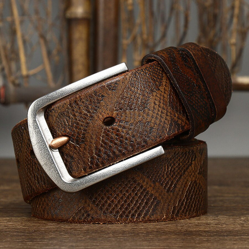 3.8CM Genuine Leather Woman Belt Ladies Belt Handsome Serpentine Fashion Female Belt Retro High Quality Wide