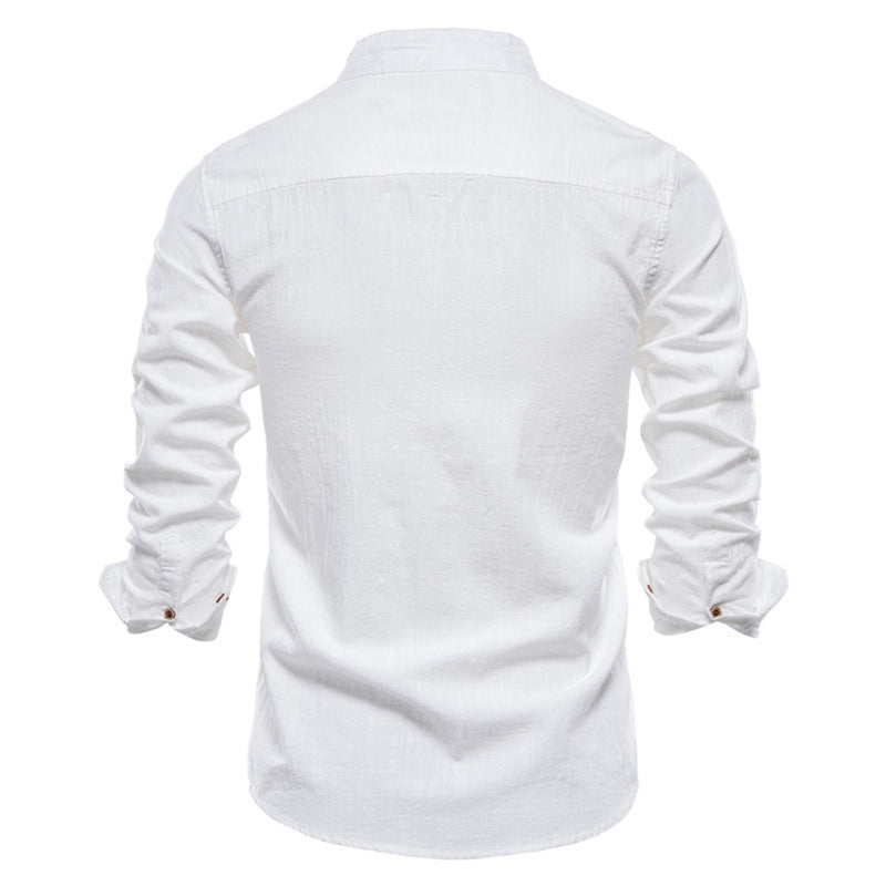 Spring Cotton Social Shirt Men Solid Long Sleeve Shirt for Men Lapel Casual Social Men Shirts