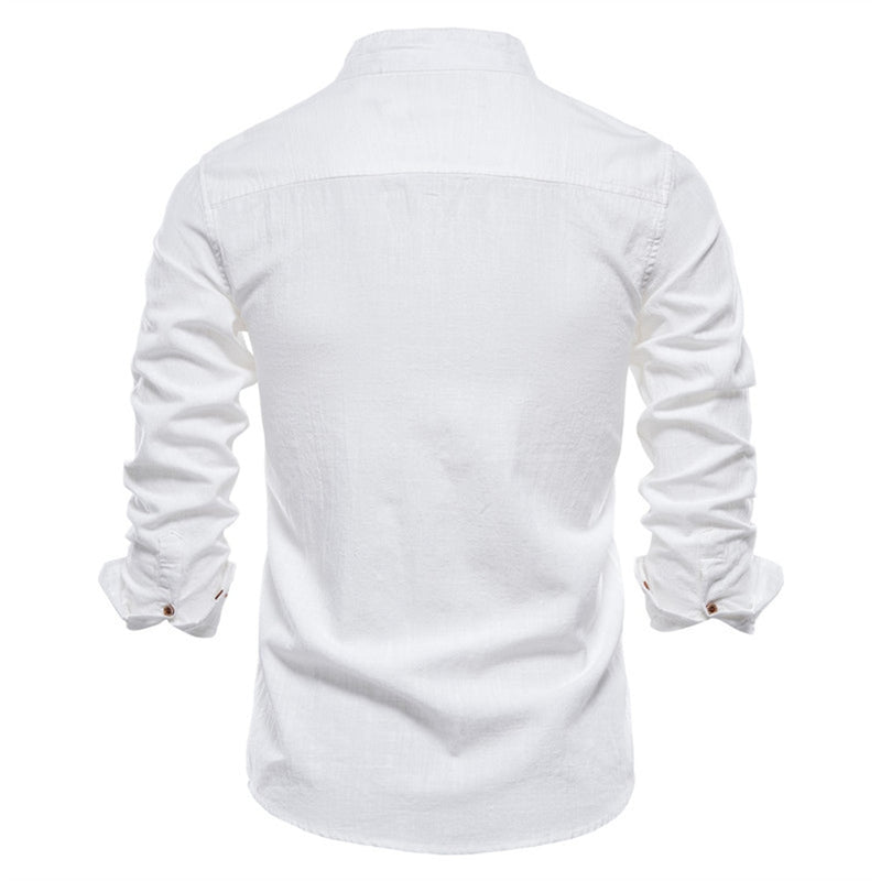 Spring Cotton Social Shirt Men Solid Long Sleeve Shirt for Men Lapel Casual Social Men Shirts