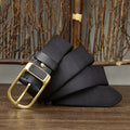 3.8cm Retro Jeans Belt Male Ceinture Vintage Brass Buckle Genuine Leather Belt For Men Waist Strap Homme Casual