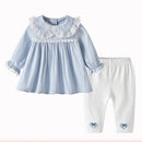 Spring and Autumn Kids Clothing Baby Girl Sets Infant Lace Love Printing Tops Trousers Suit Outing Children Fall Clothes