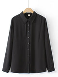 White Shirt For Women Solid Tops Brief Long Sleeve Double Layer Chiffon Loose Blouses Autumn