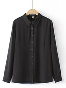 White Shirt For Women Solid Tops Brief Long Sleeve Double Layer Chiffon Loose Blouses Autumn