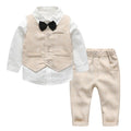 Kid Boy Formal Birthday Outfit Suit Toddler Gentleman Wedding Striped Vest Shirt  Pants Boys Ceremony Outerwear