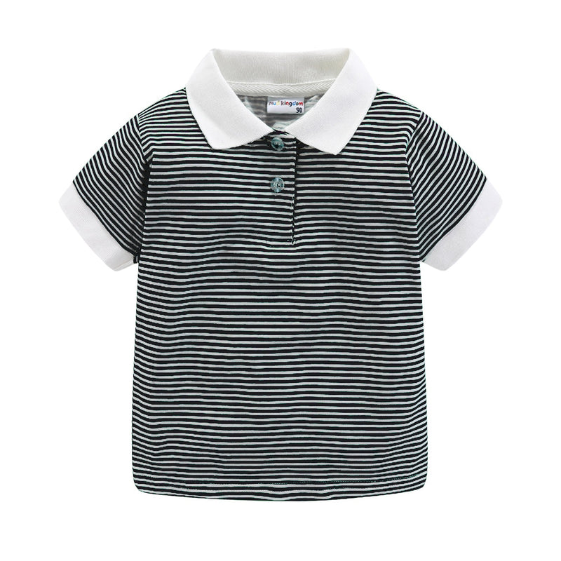 Summer Boys Girls T-Shirts Striped Turn-down Collar Adorable Tops for Kids Clothes Cotton Tees Polo Shirt