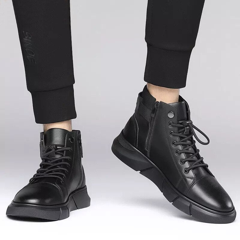 Autumn Winter Men Shoes High Top Leather Versatile Boots For Men