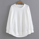 Sweatshirt Women Clothing LOOSE Solid Hoodies Casual Raglan Sleeves Asymmetrical Length Tops Autumn