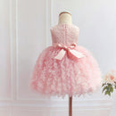 Baby Girls Fluffy Bow Princess Dress Toddler Kids Birthday Party Tulle Dresses Children Pink Lolita Ball Gown