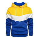Mens Clothing Stylish Color Block Hooded Sweatshirt Jackets Coats Long Sleeve Fleece Lined Warm Pullover Tops Streetwear