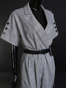 Loose Fit Women Pockets Plaid Belted Jumpsuit New High Waist Pocket Pants Tide Spring Autumn