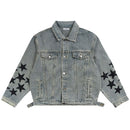 Vintage Denim Jacket Streetwear Retro Embroidered Stars Denim Coats Women Casual Loose Jackets