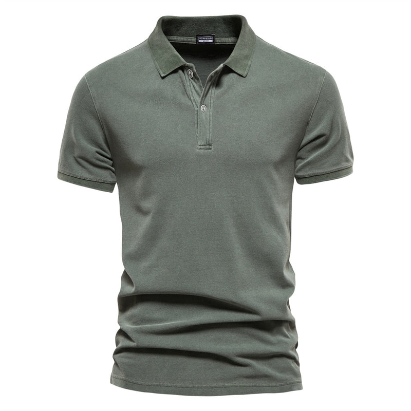 Cotton Solid Color Men Polo Shirts Casual Short Sleeve Turndown Men Shirts Streetwear Polos for Men