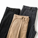 Winter Autumn Men Basic Style Corduroy Pants Solid Simple Business Casual Loose Straight Khaki Trousers Male