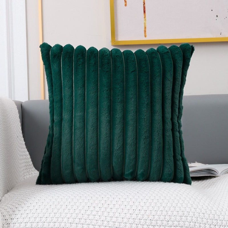 Faux Fur Cushion Cover Flocking Stripe Cushion Cover Pink Grey Orange Ivory Soft Home Decorative Pillow Cover