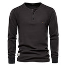 Henley T-Shirt Men Long Sleeve Basic Breathable Men Tops Tee Shirts New Autumn Solid Color T Shirt For Men