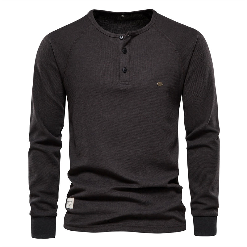 Henley T-Shirt Men Long Sleeve Basic Breathable Men Tops Tee Shirts New Autumn Solid Color T Shirt For Men