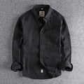 Twill Cotton Cargo Shirt For Men America Style Simple Casual Loose Overalls Blouse Pocket Long Sleeve Vintage Versatile Male Top