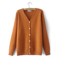 Women Knitted Cardigan Temperament Pure V-Neck Jumpers Autumn Basic Long Sleeve Curve Sweater