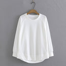 Sweatshirt Women Clothing LOOSE Solid Hoodies Casual Raglan Sleeves Asymmetrical Length Tops Autumn