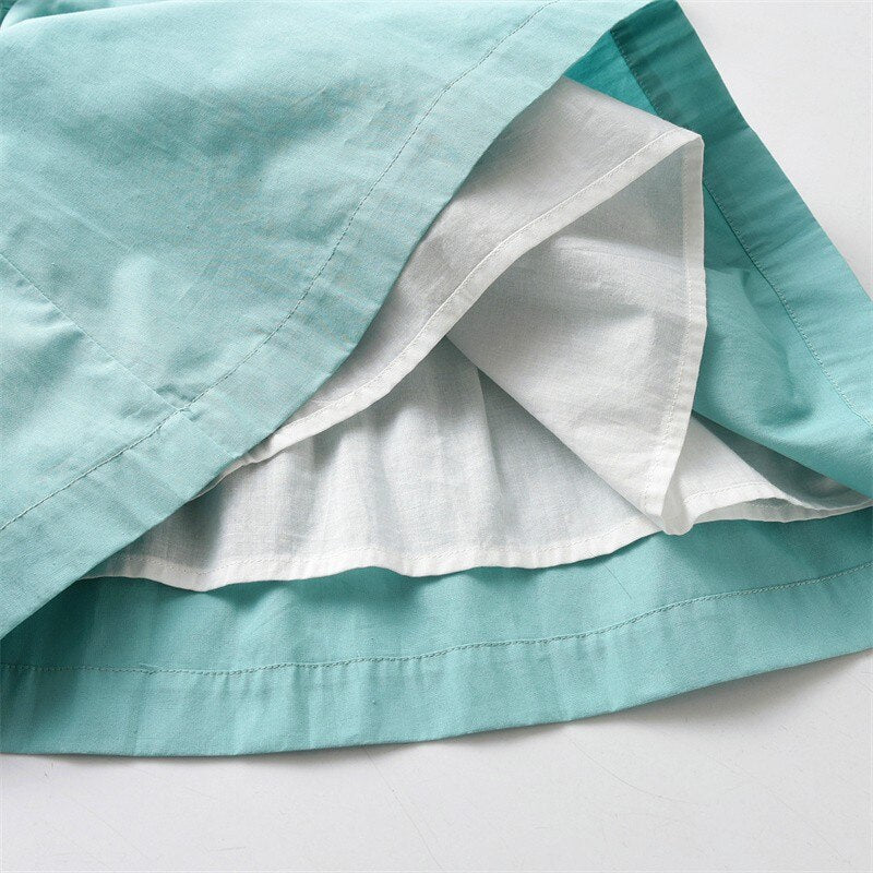 Baby Girls Hand Made Embroidery Dress Children Short Sleeve Frock Ruffle Collar Toddler Summer Cotton Embroidered Flower Dresses