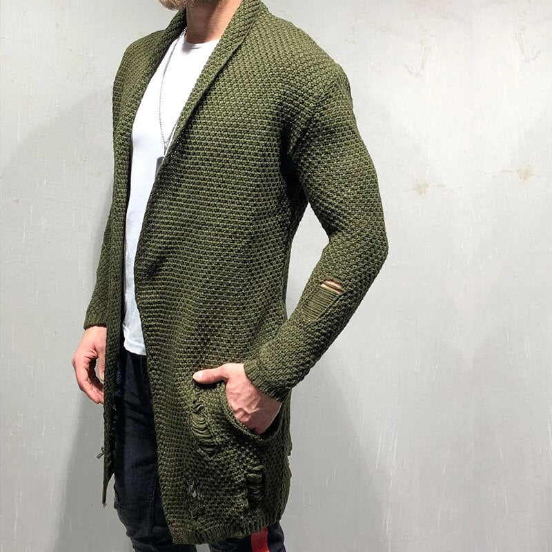 Men Cardigan Sweater Casual Knitted Sweaters Coat Men Tops Streetwear Mid-length Sweater Mens Jumper Clothing