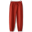 Women Loose High Waist Cotton Line Ankle Length Drawstring Harem Trousers