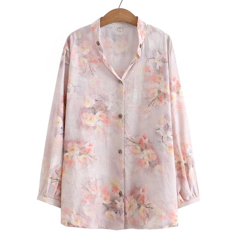 Women Spring V-Neck Blouse Long Sleeve Tops Oversize Curve Clothes