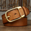 3.8cm Retro Jeans Belt Male Ceinture Vintage Brass Buckle Genuine Leather Belt For Men Waist Strap Homme Casual