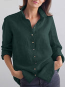 Autumn Women Work Shirt Cotton Turn-down Collar Long Sleeve Baggy Blouse Female Vintage Casual Vintage Tops