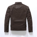 Winter Motorcycle Leather Jacket Men Vintage Fleece Warm Multi-pocket Leather Coat Male Zipper Autumn Outwear Jackets
