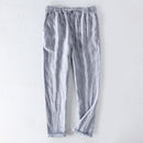 Men Dress Pants Summer New Casual Black Pants Men 100% Pure Linen Loose Solid Trousers Male