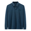 Spring Fall Men Retro Basic Polo Shirt Long Sleeve Solid Simple Casual Loose Tops